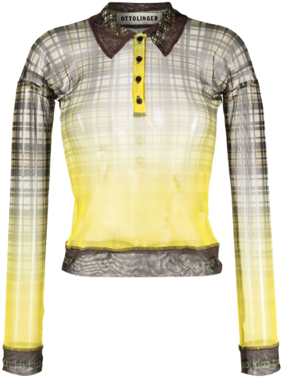 Shop Ottolinger Checked Stretch Shirt In Gelb