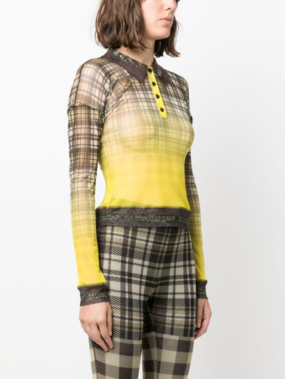 Shop Ottolinger Checked Stretch Shirt In Gelb