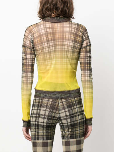 Shop Ottolinger Checked Stretch Shirt In Gelb