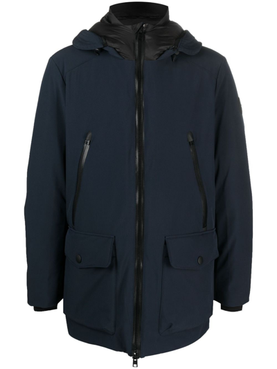 Shop Woolrich Hooded Zip-fastening Parka Coat In Blue