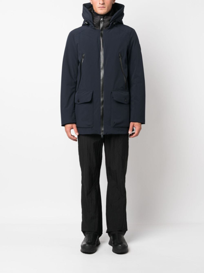 Shop Woolrich Hooded Zip-fastening Parka Coat In Blue