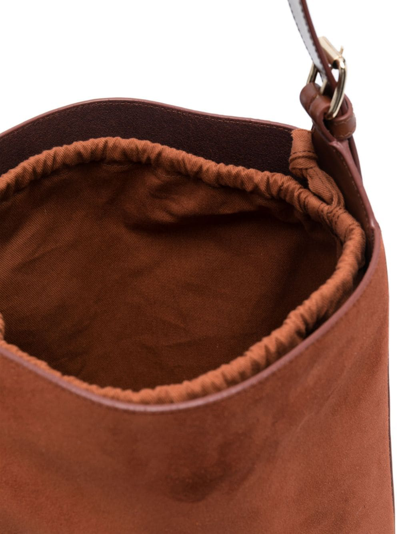 Shop Apc Virginie Suede Shoulder Bag In Braun