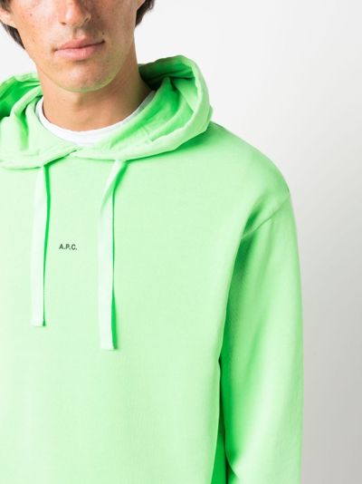 Shop Apc Larry Cotton Hoodie In Grün