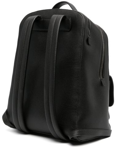 Shop Giorgio Armani Logo-stamp Leather Backpack In Schwarz
