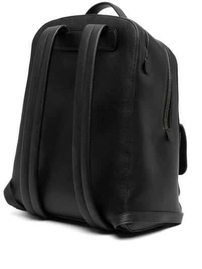 Giorgio Armani Logo-stamp Leather Backpack In Schwarz