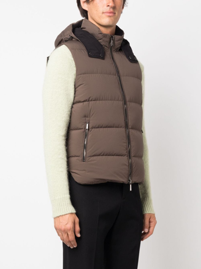 Shop Moorer High-neck Padded Gilet In Grün