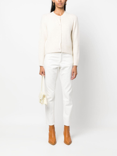 Soeur Knitted Crew-neck Cardigan In Nude