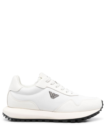 Shop Emporio Armani Sustainability Values Low-top Sneakers In Weiss