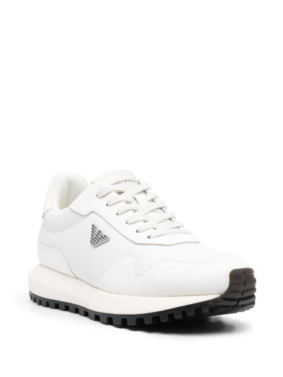 Shop Emporio Armani Sustainability Values Low-top Sneakers In Weiss