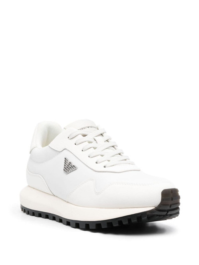Emporio Armani Men's Logo Low-top Sneakers In Weiss