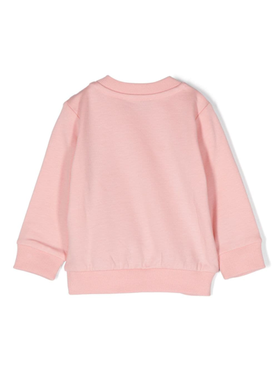 Shop Moschino Logo-print Cotton Sweatshirt In Rosa