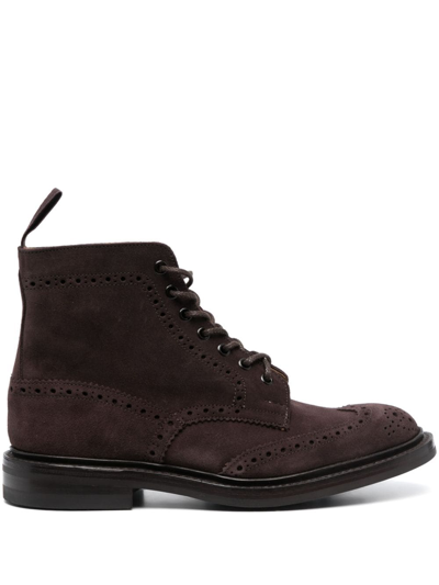 Shop Tricker's Lace-up Suede Ankle Boots In Brown