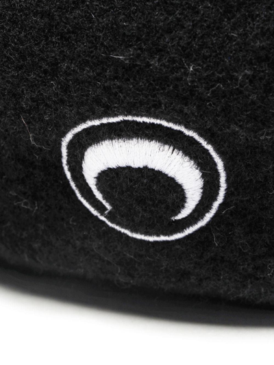 Shop Marine Serre Crescent-moon Wool Beret In Black