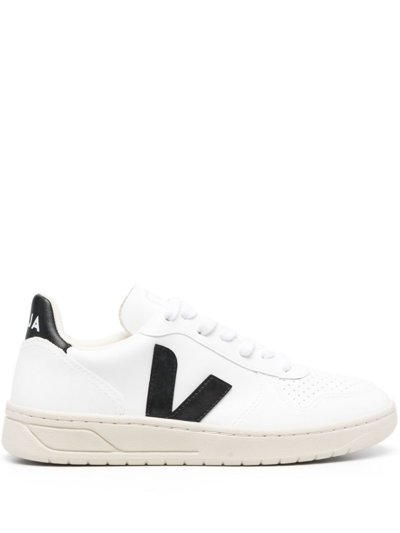 Shop Veja V-10 Faux-leather Sneakers In Weiss