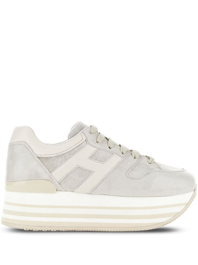 Shop Hogan Logo-patch Lace-up Sneakers In White