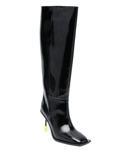 Msgm 110mm Patent Leather Boots In Schwarz