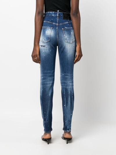 Shop Dsquared2 Super Twinky Distressed Skinny Jeans In Blue