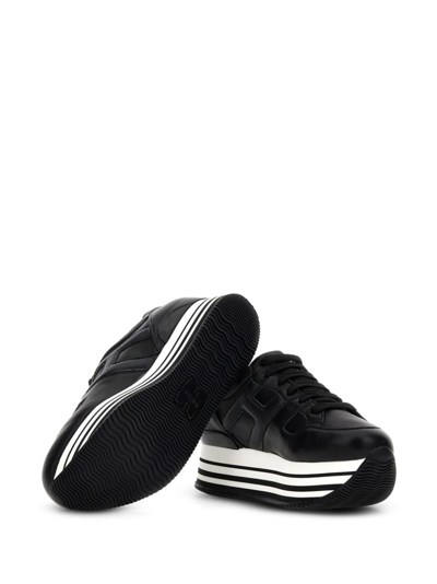 Shop Hogan Platform-sole Lace-up Sneakers In Black