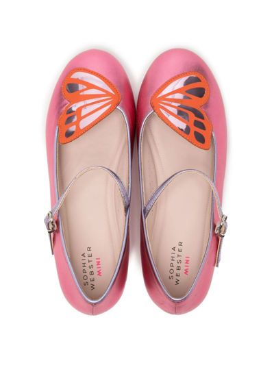 Shop Sophia Webster Butterfly-embroidered Ballerina Shoes In Metallic