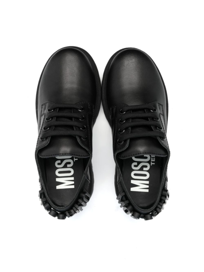 Shop Moschino Logo-plaque Leather Sneakers In Black