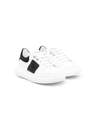 Shop Philipp Plein Junior Logo-patch Lace-up Sneakers In White