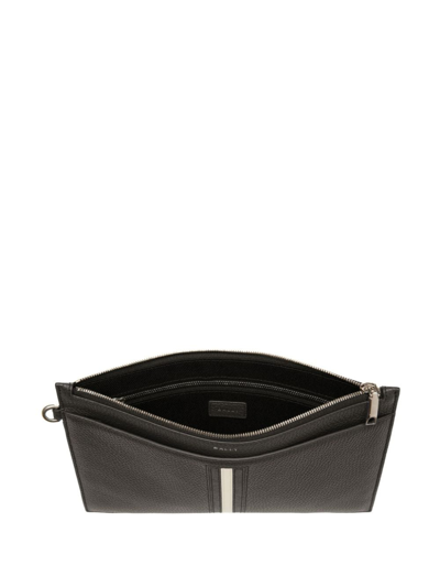 Bally Ribbon Zipped Leather Envelope Wallet In Black