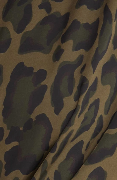 Shop Steve Madden Tori Leopard Print Tie Waist Shirtdress In Army Green