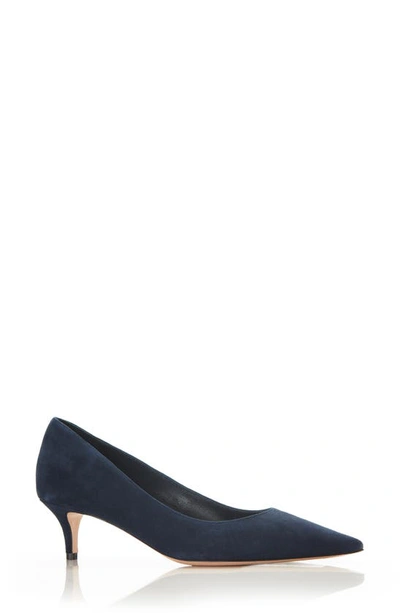 Shop Marion Parke Classic Pointed Toe Kitten Heel Pump In Navy