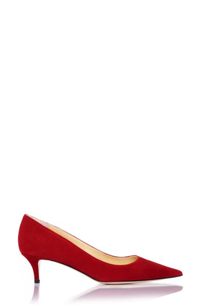 Shop Marion Parke Classic Pointed Toe Kitten Heel Pump In Classic Red