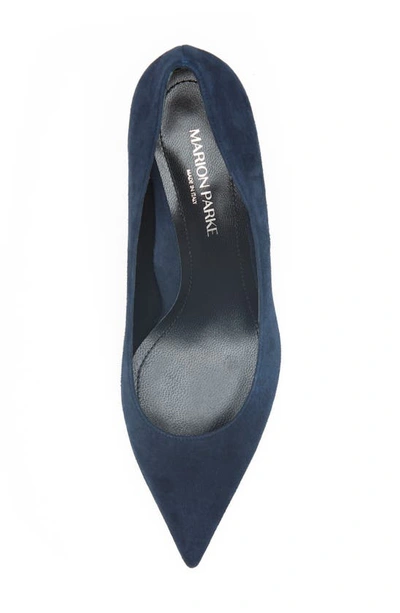 Shop Marion Parke Classic Pointed Toe Kitten Heel Pump In Navy