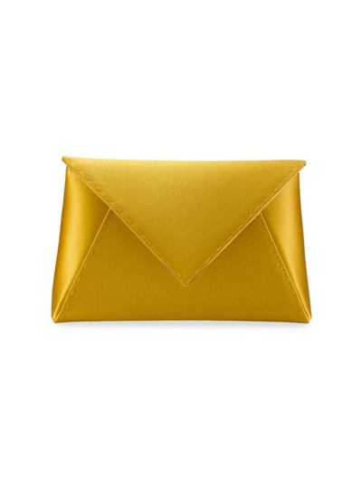 Shop Tyler Ellis Women's Lee Pouchet Small Satin With Gold Hardware In Canary