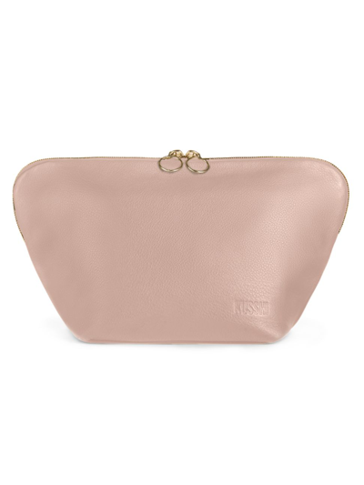 Shop Kusshi Women's Vacationer Leather Makeup Bag In Blush Cool Grey
