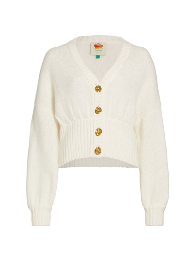 Shop Farm Rio Women's Ribbed Goldtone-buttoned Cardigan In Off White