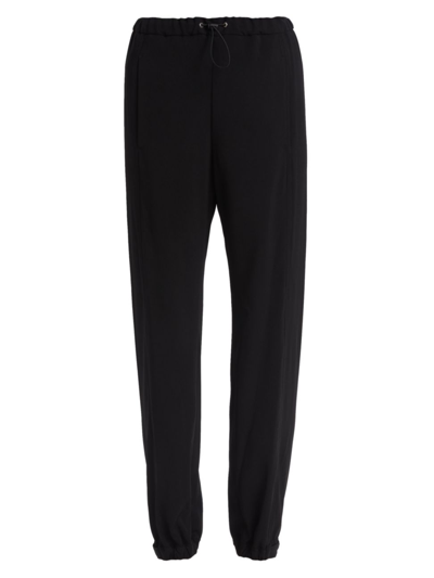Shop Moncler Women's Crepe Drawstring Jogger Pants In Black
