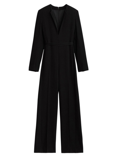 Shop Rag & Bone Women's Sonia Crepe Long-sleeve Jumpsuit In Black