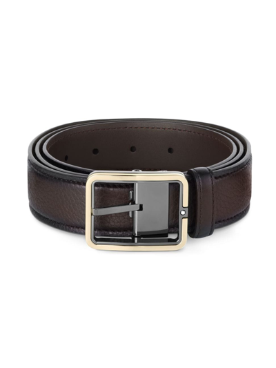 Shop Montblanc Men's Leather Belt In Brown