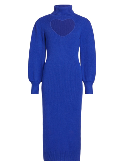 Shop Farm Rio Women's Heart Cut-out Knit Midi-dress In Bright Blue