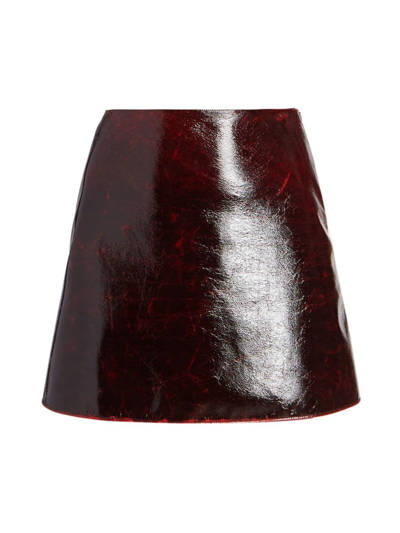 Shop Alaïa Women's Coated Wool-blend Miniskirt In Dark Red