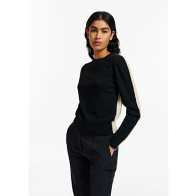 Shop Essentiel Antwerp - Black And Off-white Merino-cashmere Knit Sweater