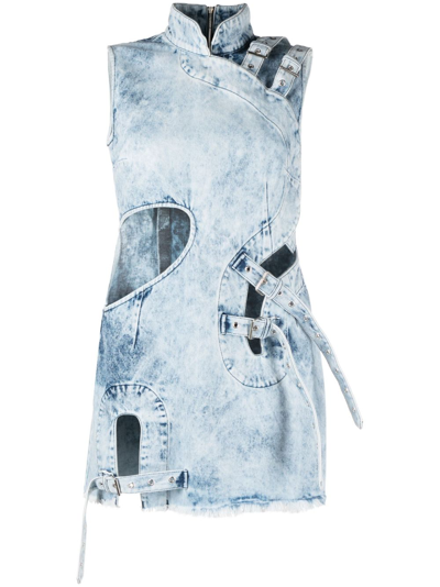 Shop Marques' Almeida Blue Cut-out Denim Mini Dress