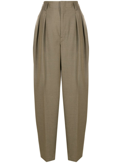 Shop Lemaire Neutral Tapered Trousers In Neutrals