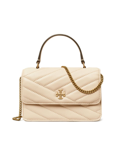 Shop Tory Burch Women's Mini Kira Chevron-quilted Leather Wallet In New Cream