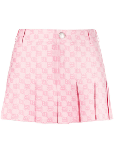 Shop Misbhv Pink Monogram Jacquard Mini Skirt