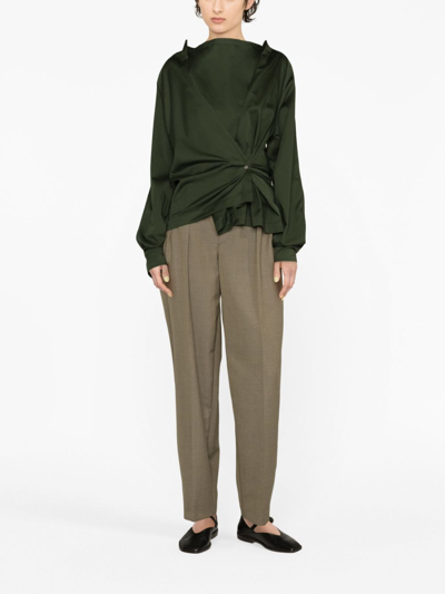 Shop Lemaire Collarless Asymmetric Top - Women's - Cotton In Green