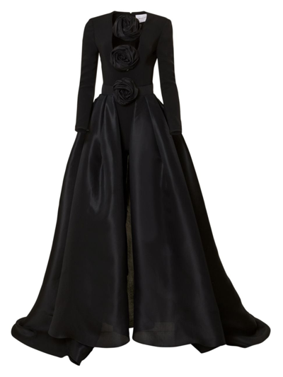 Shop Carolina Herrera Women's Crepe Jumpsuit With Organza Skirt In Black