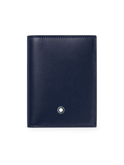 Shop Montblanc Men's Meisterstuck Leather Card Holder In Blue