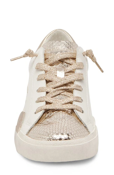 Shop Dolce Vita Zina Sneaker In White/ Gold Leather