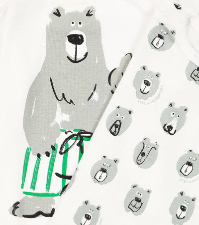 Stella Mccartney White Set For Baby Boy With Printed Bear In Multicoloured