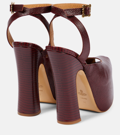 Shop Vivienne Westwood Vargas Croc-effect Leather Pumps In Brown