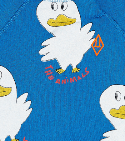 Shop The Animals Observatory Baby Duck Printed Cotton Sweatshirt In Blue